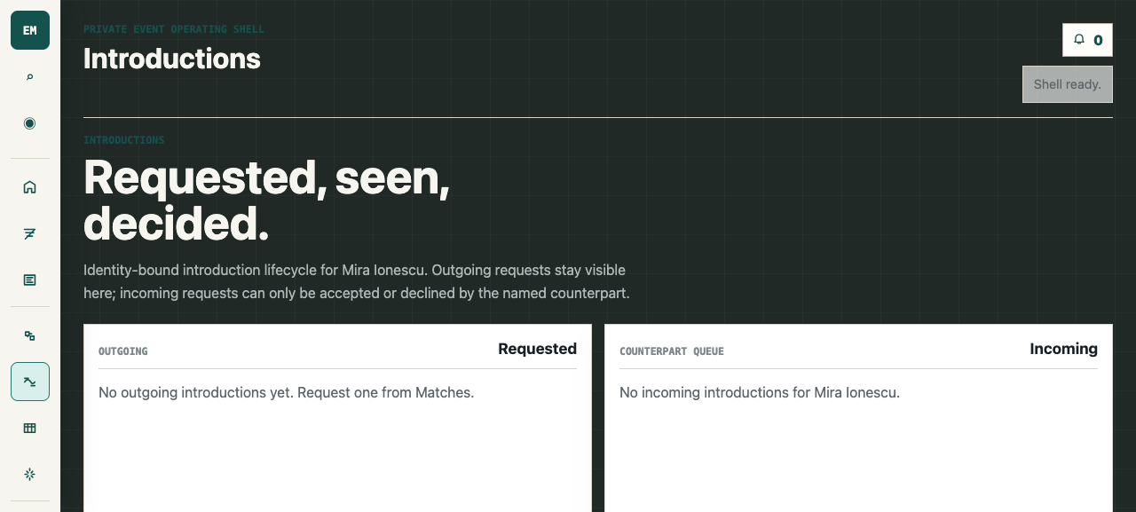 Event Magi introductions surface tracking consented introductions from requested to met.