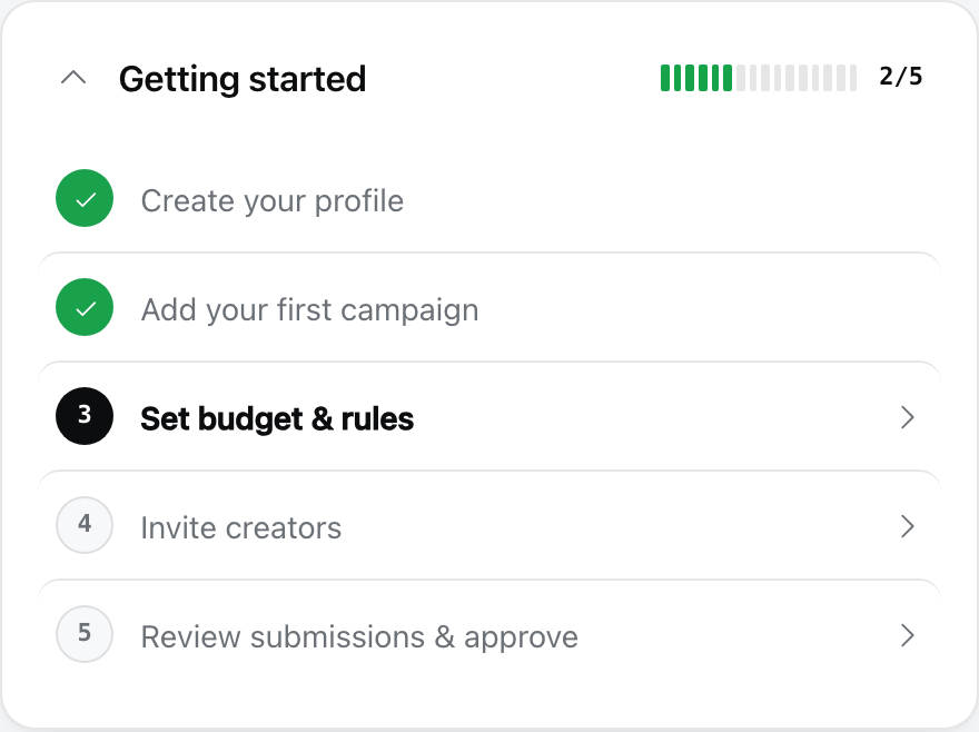 An onboarding checklist built from the Starlight component system